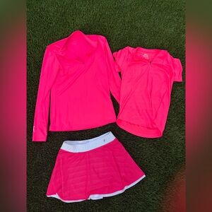 Prince Neon Pink and White Active Skirt Set fits like XS